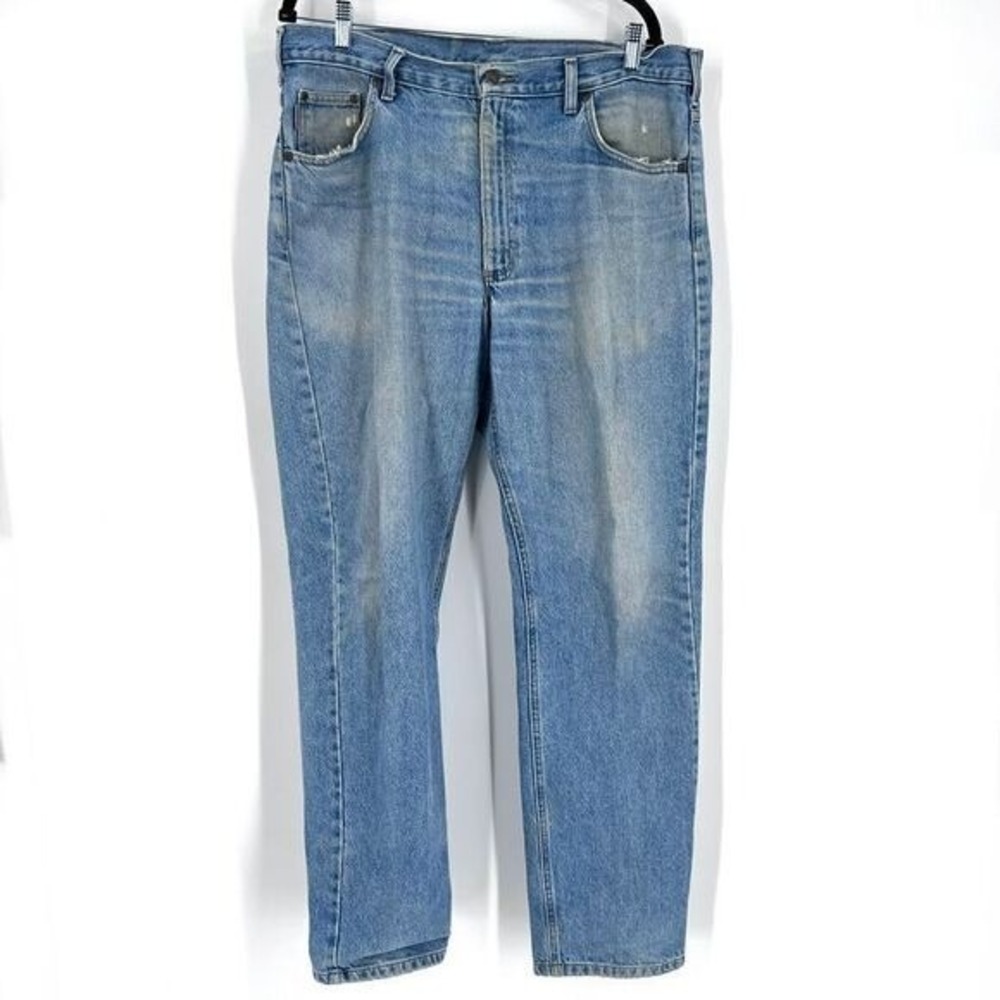 Vintage 2001 Carhartt B13 STW Jeans 38x32 Distressed Thrashed Workwear Y2K